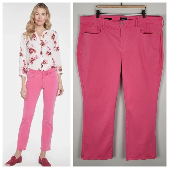 NYDJ Marilyn Straight Ankle Jeans Stretch Pink Peony Size 18W - Picture 1 of 15